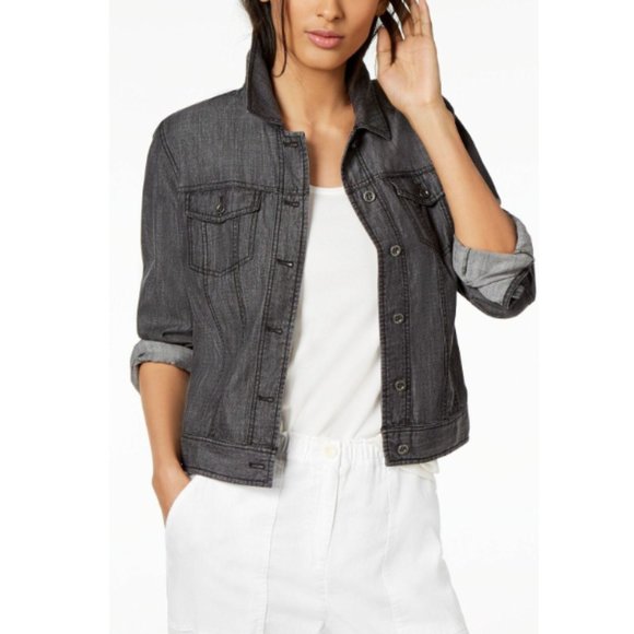 eileen fisher black denim jacket